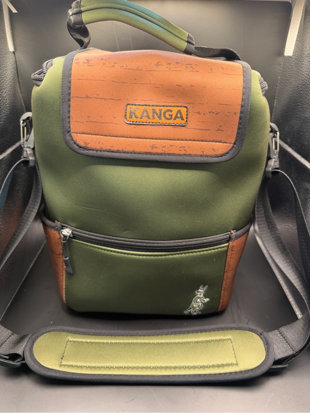 KANGA 12-Pack Cooler Crossbody Bag Insulated Green Brown Portable Cooler